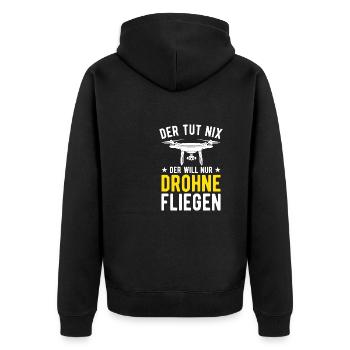 Der Tut Nix Der Will Nur Drohne Fliegen Drohnen - Unisex Premium Bio Zip Hoodie - Schwarz - Hinten - Nico (187cm)