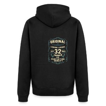 Original seit über 32 Jahren Geburtstag Geburt - Unisex Premium Bio Zip Hoodie - Schwarz - Hinten - Nico (187cm)