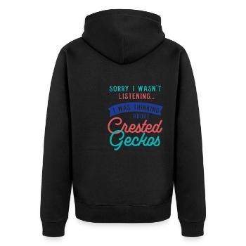 Thinking About Crested Geckos Tropic Animal Lizard - Unisex Premium Organic Zip Hoodie - black - Back - Nico (187cm)