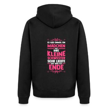 Geschwister Schwestern Schwester - Unisex Premium Bio Zip Hoodie - Schwarz - Hinten - Nico (187cm)