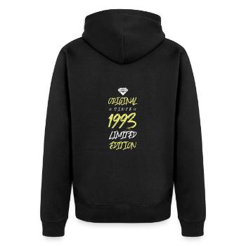 1993 limited edition - Unisex Premium Bio Zip Hoodie - Schwarz - Hinten - Nico (187cm)