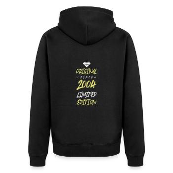2004 limited edition - Unisex Premium Bio Zip Hoodie - Schwarz - Hinten - Nico (187cm)