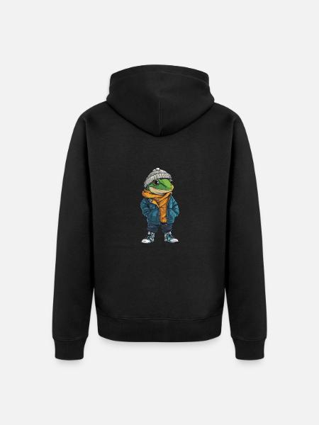 Gecko Lizard Funny Winter - Unisex Premium Organic Zip Hoodie - black