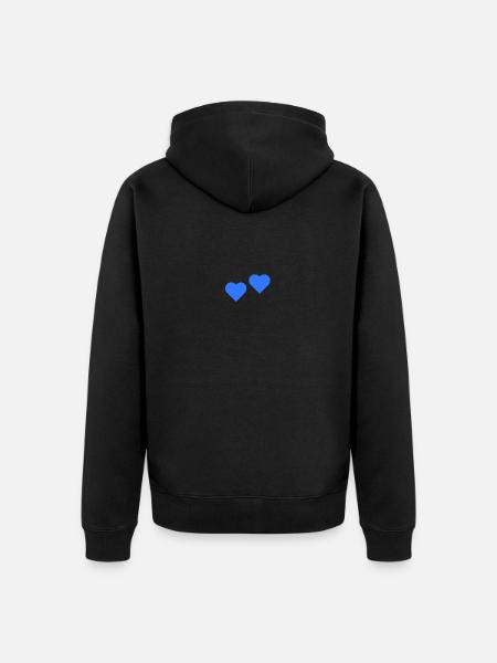 2 Herzen blau - Unisex Premium Bio Zip Hoodie - Schwarz
