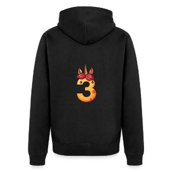 Licorne 3ème anniversaire - Veste à capuche bio Premium Unisexe - noir - Dos - Nico (187cm)