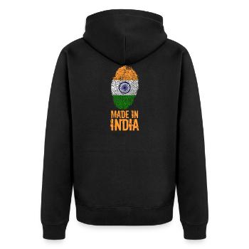 Made in India / Gemacht in Indien - Unisex Premium Bio Zip Hoodie - Schwarz - Hinten - Nico (187cm)