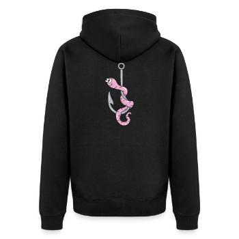 Earthworm Fishing Hook - Unisex Premium Organic Zip Hoodie - black - Back - Nico (187cm)