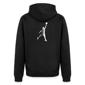 Basketballer / Basketball - Unisex Premium Bio Zip Hoodie - Schwarz - Hinten - Nico (187cm)