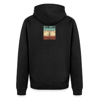 Best priest ever - Unisex Premium Organic Zip Hoodie - black - Back - Nico (187cm)