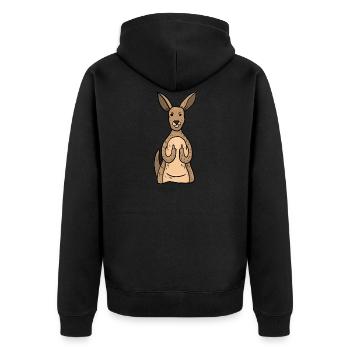 Sweet Kangaroo Shows Middle Finger Funny Gift - Unisex Premium Organic Zip Hoodie - black - Back - Nico (187cm)