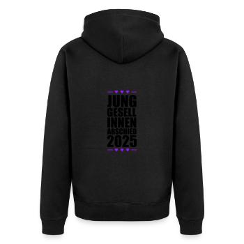 Junggesellinnen Abschied Herz 2025 - Unisex Premium Bio Zip Hoodie - Schwarz - Hinten - Nico (187cm)
