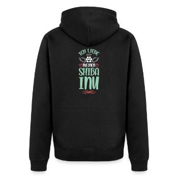 Ich liebe meinen Shiba Inu - Unisex Premium Bio Zip Hoodie - Schwarz - Hinten - Nico (187cm)