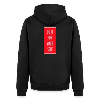 Do It For Yourself Inspirierend Selbstliebe Zitat - Unisex Premium Bio Zip Hoodie - Schwarz - Hinten - Nico (187cm)