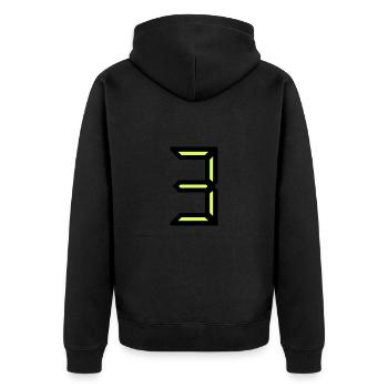 3. 3 JAHRE. 3. JUBILÄUM. GEBURTSTAG 3 JAHRE - Unisex Premium Bio Zip Hoodie - Schwarz - Hinten - Nico (187cm)