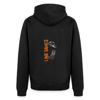 Line Dance Design für Tänzer und Tanzgruppe - Unisex Premium Bio Zip Hoodie - Schwarz - Hinten - Nico (187cm)