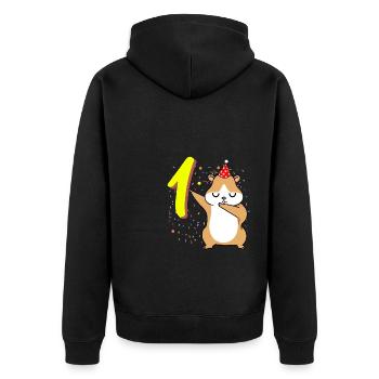 1 Jahr Alt Hamster Geburtstag - Unisex Premium Bio Zip Hoodie - Schwarz - Hinten - Nico (187cm)