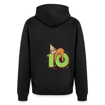 10th Birthday Zoo Sloth 10 years old - Unisex Premium Organic Zip Hoodie - black - Back - Nico (187cm)
