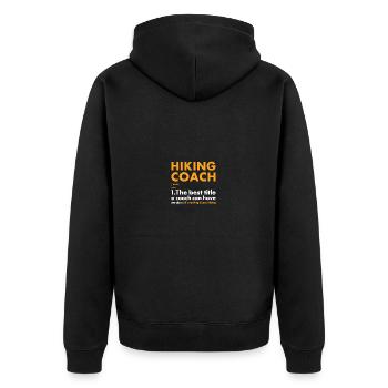 Hiker Coach Definition Hiking - Unisex Premium Bio Zip Hoodie - Schwarz - Hinten - Nico (187cm)