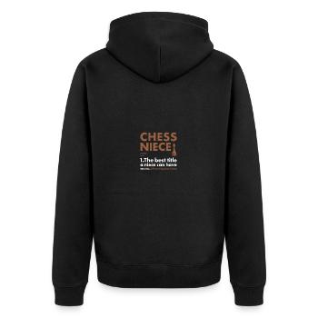 Chess Player Niece Definition Chess - Unisex Premium Bio Zip Hoodie - Schwarz - Hinten - Nico (187cm)