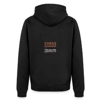 Chess Player Husband Definition Chess - Unisex Premium Bio Zip Hoodie - Schwarz - Hinten - Nico (187cm)