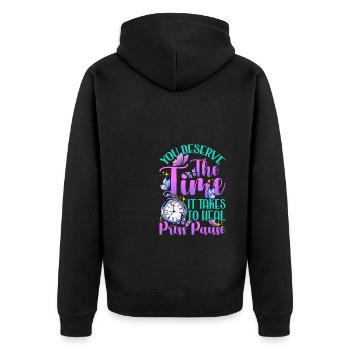 Healing Heal Health Healthcare Relax Therapy Time - Unisex Premium Organic Zip Hoodie - black - Back - Nico (187cm)