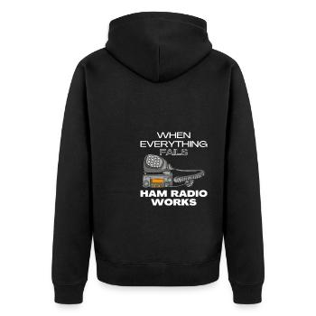 Ham Radio Operator Amateurfunk Amateurfunker - Unisex Premium Bio Zip Hoodie - Schwarz - Hinten - Nico (187cm)