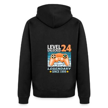 24. Geburtstag Gamer zocken Geburtstjahr 1999 - Unisex Premium Bio Zip Hoodie - Schwarz - Hinten - Nico (187cm)