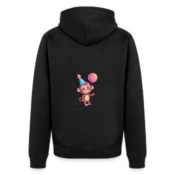 Monkey Birthday Comic - Unisex Premium Organic Zip Hoodie - black - Back - Nico (187cm)