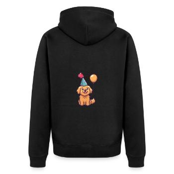 Golden Retriever Hunde Geburtstag Comic Lustig - Unisex Premium Bio Zip Hoodie - Schwarz - Hinten - Nico (187cm)