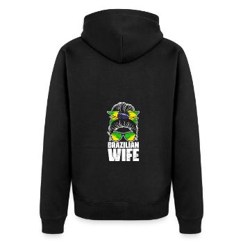 Femme brésilienne Messy Bun Cool Brazil Pride - Veste à capuche bio Premium Unisexe - noir - Dos - Nico (187cm)