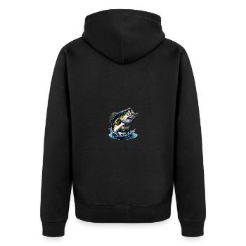 Springender Barsch - Unisex Premium Bio Zip Hoodie - Schwarz - Hinten - Nico (187cm)