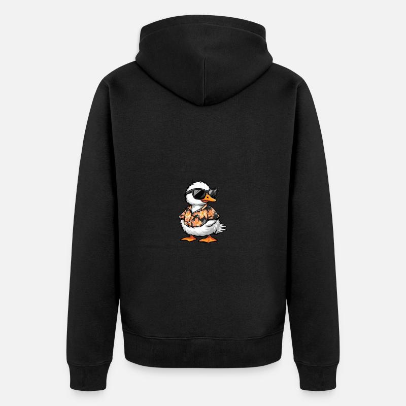 Gans Comic Urlaub - Unisex Premium Bio Zip Hoodie - Schwarz