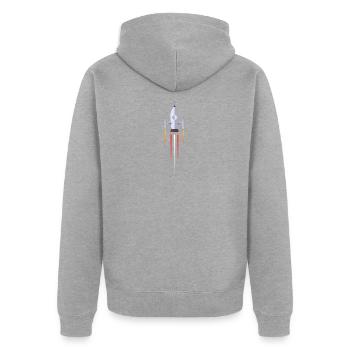 blast-off - Unisex Premium Organic Zip Hoodie - heather grey - Back - Nico (187cm)