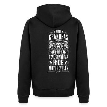 Some Grandpas Play Bingo Real Ride Motorcycle - Unisex Premium Bio Zip Hoodie - Schwarz - Hinten - Nico (187cm)