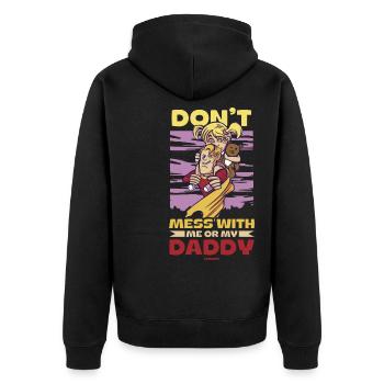 Papa Fille Enfant Fête des Pères Fille Cadeau - Veste à capuche bio Premium Unisexe - noir - Dos - Nico (187cm)