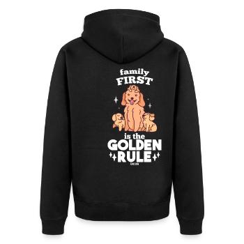 Golden Retriever - Unisex Premium Organic Zip Hoodie - black - Back - Nico (187cm)
