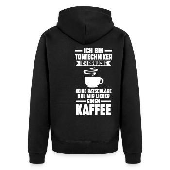 Toningenieur Kaffee Tontechnik Tontechniker - Unisex Premium Bio Zip Hoodie - Schwarz - Hinten - Nico (187cm)