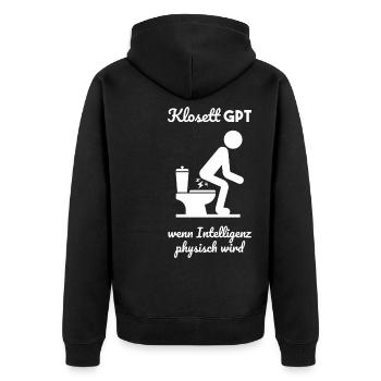Klo GPT Klosett Geschenk - Unisex Premium Bio Zip Hoodie - Schwarz - Hinten - Nico (187cm)
