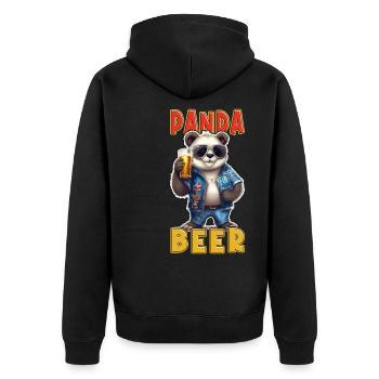 Panda Beer Beer Bear Funny Saying Humor Party - Unisex Premium Organic Zip Hoodie - black - Back - Nico (187cm)