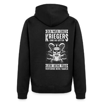 Wikinger Kämpfer Familie Krieger Spruch Götter Ehe - Unisex Premium Bio Zip Hoodie - Schwarz - Hinten - Nico (187cm)