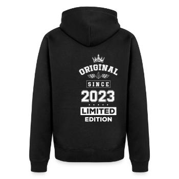 Anniversaire édition limitée 2023 - Veste à capuche bio Premium Unisexe - noir - Dos - Nico (187cm)
