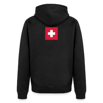 Schweizer Fahne für Fans, Geschenkidee, Geschenk - Unisex Premium Bio Zip Hoodie - Schwarz - Hinten - Nico (187cm)
