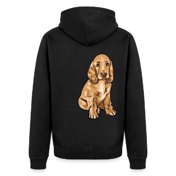 Cocker Spaniel - Unisex Premium Organic Zip Hoodie - black - Back - Nico (187cm)