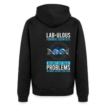 Forensischer Wissenschaftler und Kriminallabor - Unisex Premium Bio Zip Hoodie - Schwarz - Hinten - Nico (187cm)