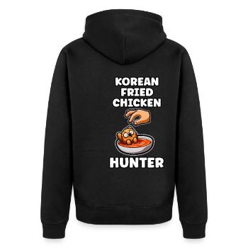 Koreanisches gebratenes Huhn Chicken Wings Hühnchen Geschenk - Unisex Premium Bio Zip Hoodie - Schwarz - Hinten - Nico (187cm)