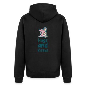 Hugs and kisses family animal lovers - Unisex Premium Bio Zip Hoodie - Schwarz - Hinten - Nico (187cm)