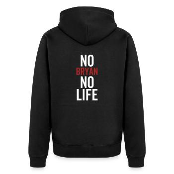 Kein Bryan Kein Leben - Unisex Premium Bio Zip Hoodie - Schwarz - Hinten - Nico (187cm)