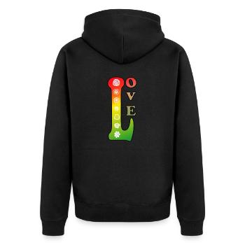 Love Flower Power 70th Retro - Unisex Premium Bio Zip Hoodie - Schwarz - Hinten - Nico (187cm)