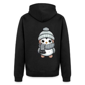 Penguin Winter Animal Cute Comic - Unisex Premium Organic Zip Hoodie - black - Back - Nico (187cm)