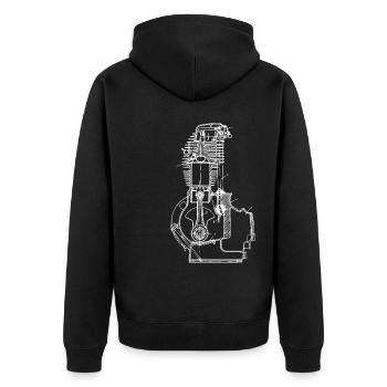 KFZ Mechaniker Zweiradmechaniker Motor Schrauber - Unisex Premium Bio Zip Hoodie - Schwarz - Hinten - Nico (187cm)